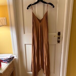 By Together Rust-Brown Asymmetrical Slip Dress
